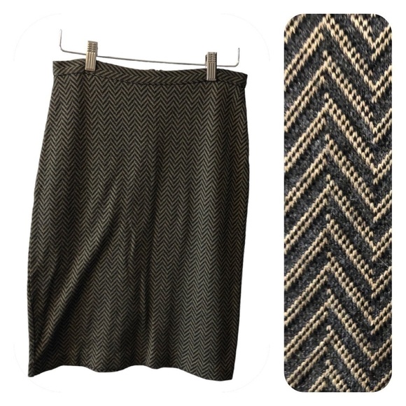 *CLEARANCE*  Banana Republic gray and tan tweed herringbone pencil skirt Sz 4 - Picture 1 of 10